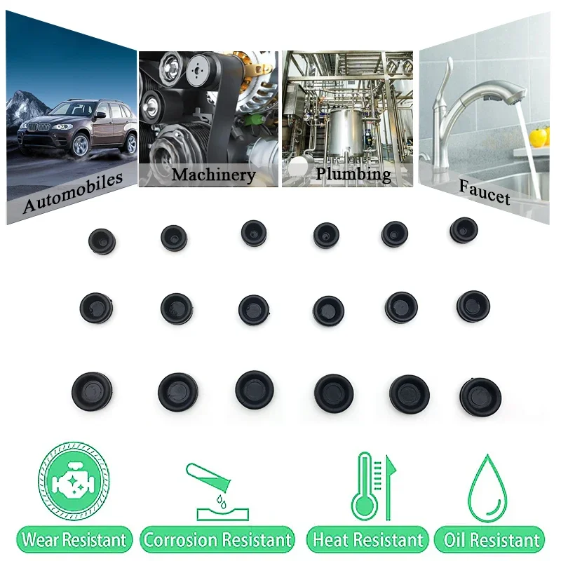 7 Sizes 170Pcs Black NBR Abrasion Proof Cable Seal Grommet M7.14-M25.4 Waterproof Ring For Farm Agricultural Equipment Wiring