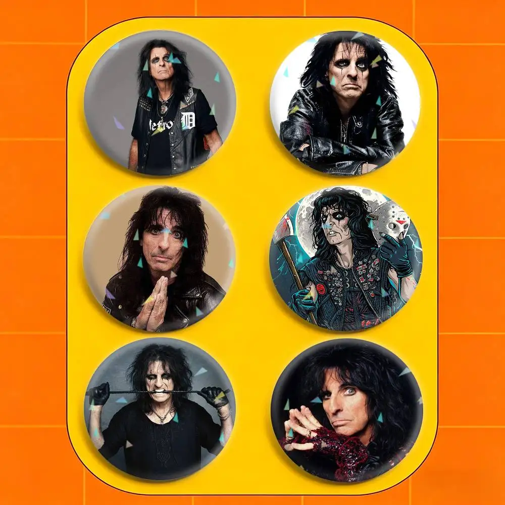 A-Alice Cooper 32/44/58mm Handmade Pins Round Brooch Badge Backpacks Clothes Jewelry Gifts