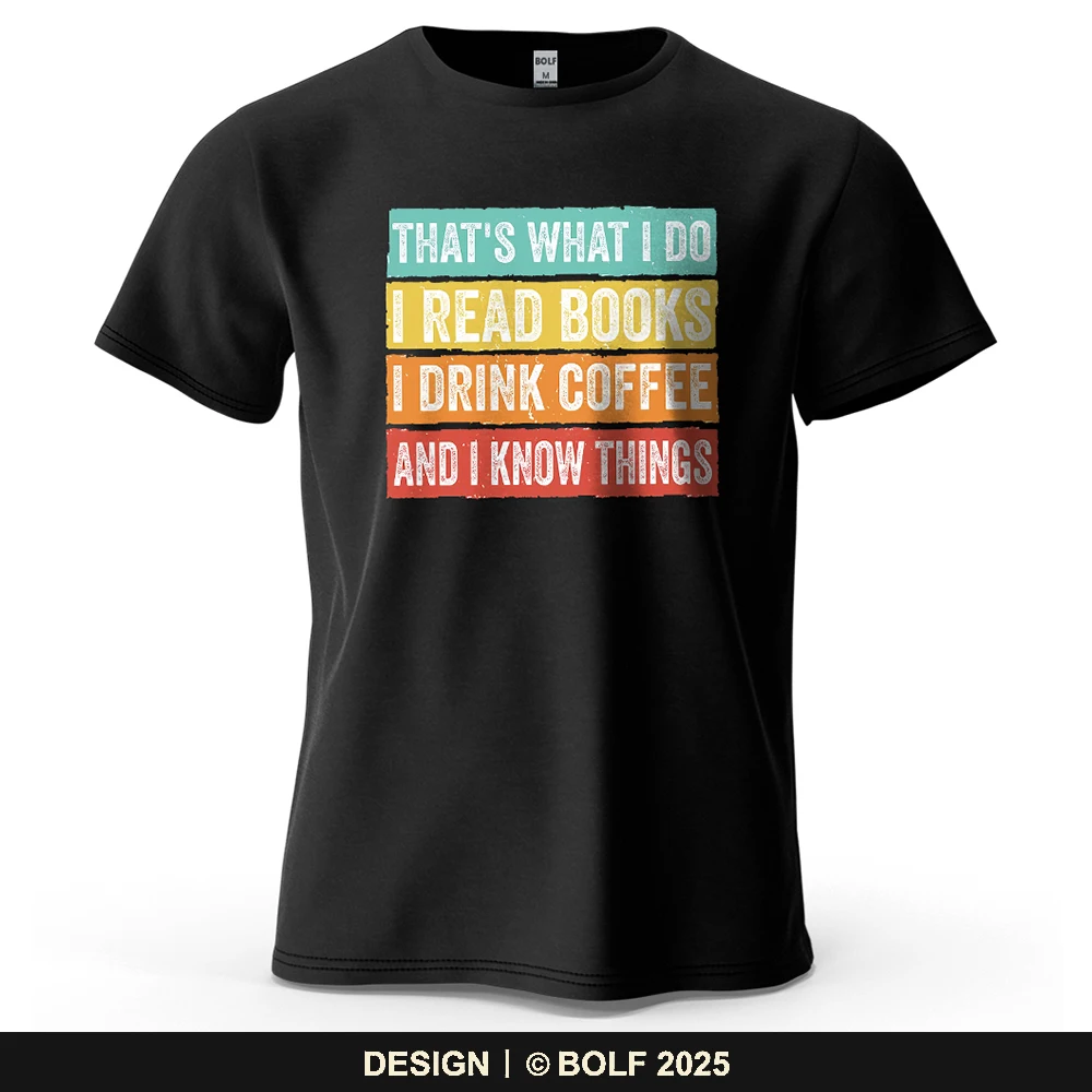 Buch- und Kaffee-Lifestyle-bedrucktes Herren-T-Shirt aus 100 % Baumwolle, übergroße Elaxed-Grafik für Damen und Herren, Tops, T-Shirts, Streetwear