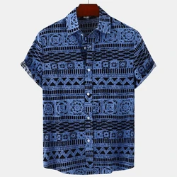 Luxury Men's Short Sleeve Shirt Printed Tiki Fashion T-shirts Casual Men Hawaiian Tops Oversize S-6XL   D0133