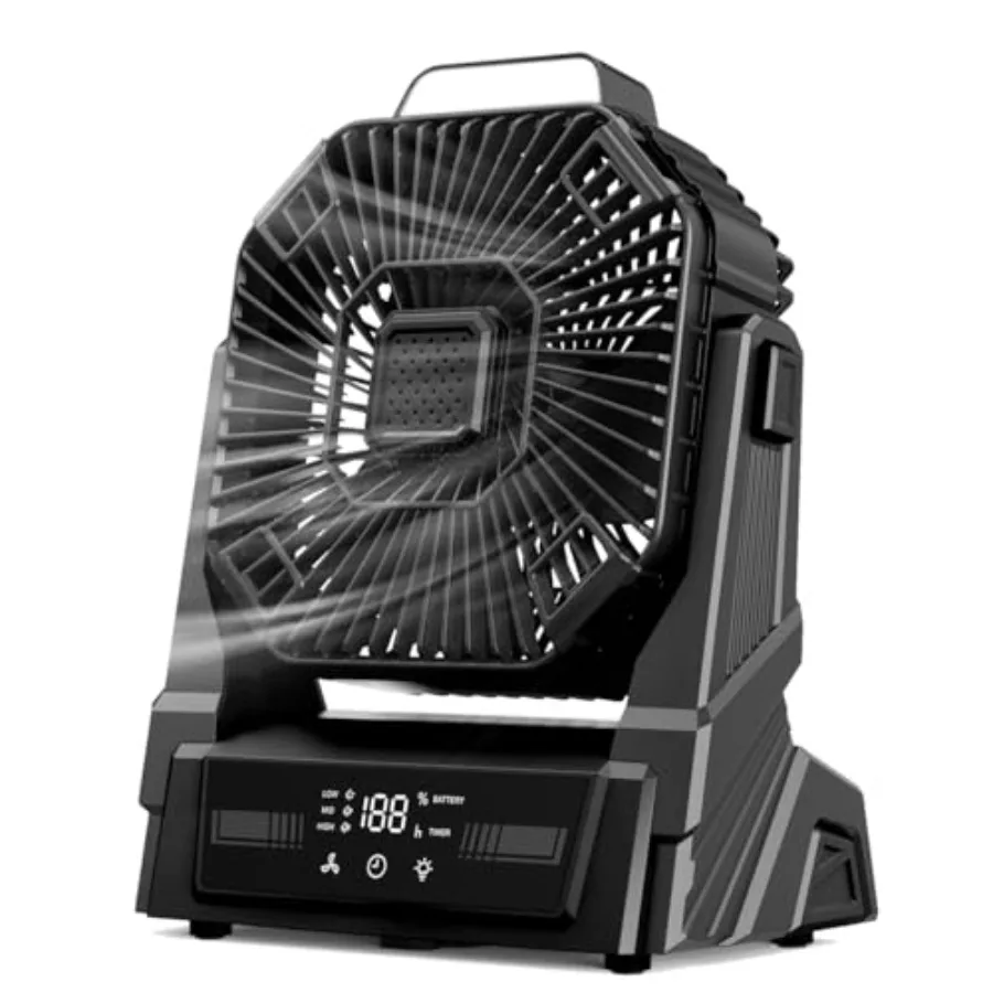 

Portable Camping Fan with Lights 20000mAh Rechargeable Battery Operated Fan Battery Powered Outdoor Beach Tent with 3 Speeds an