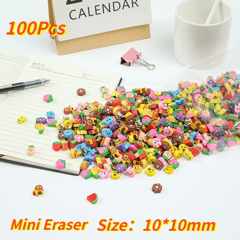 cartoon erasers conjunto para criancas material escolar papelaria estilo mini animal premios de estudante primario bonito 100 pcs 01