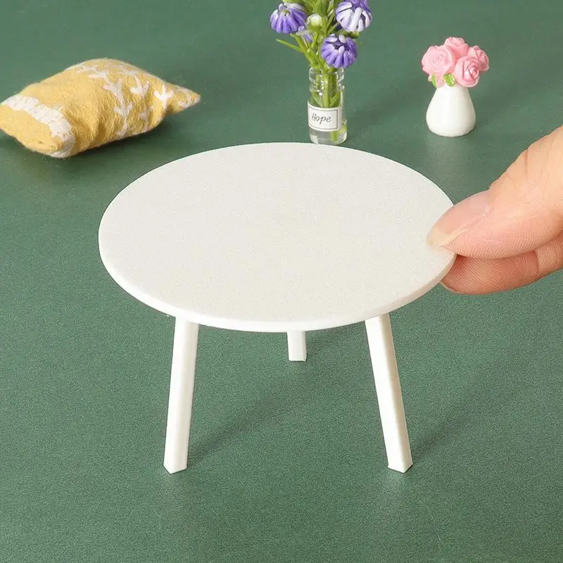 DIY Accessories & Decoration: Dollhouse Miniature White Round Table Model - Simulation Furniture Toys