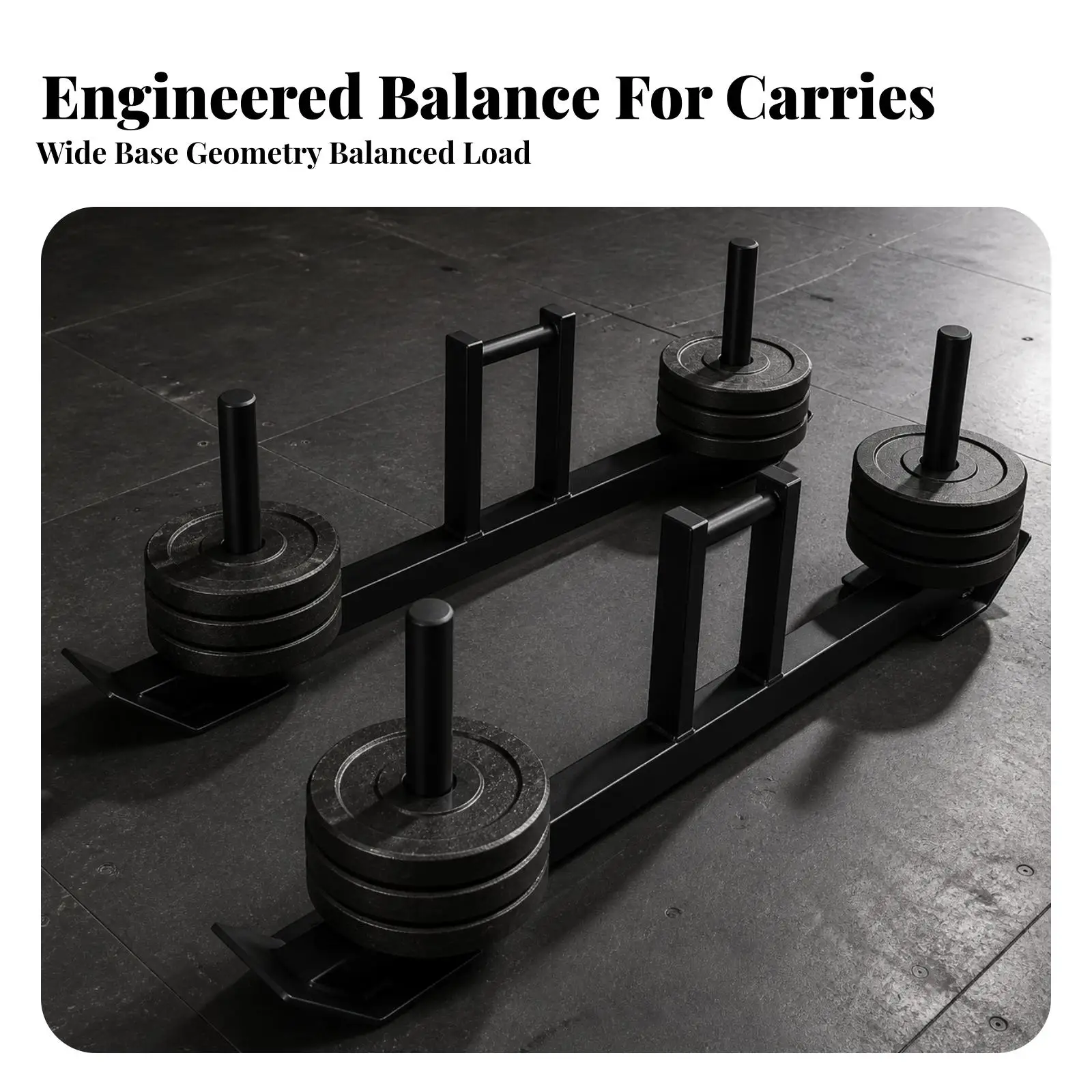 Steel Farmer Carry Handles with Loading Posts for Functional Strength Training and Core Stability Workout Gear