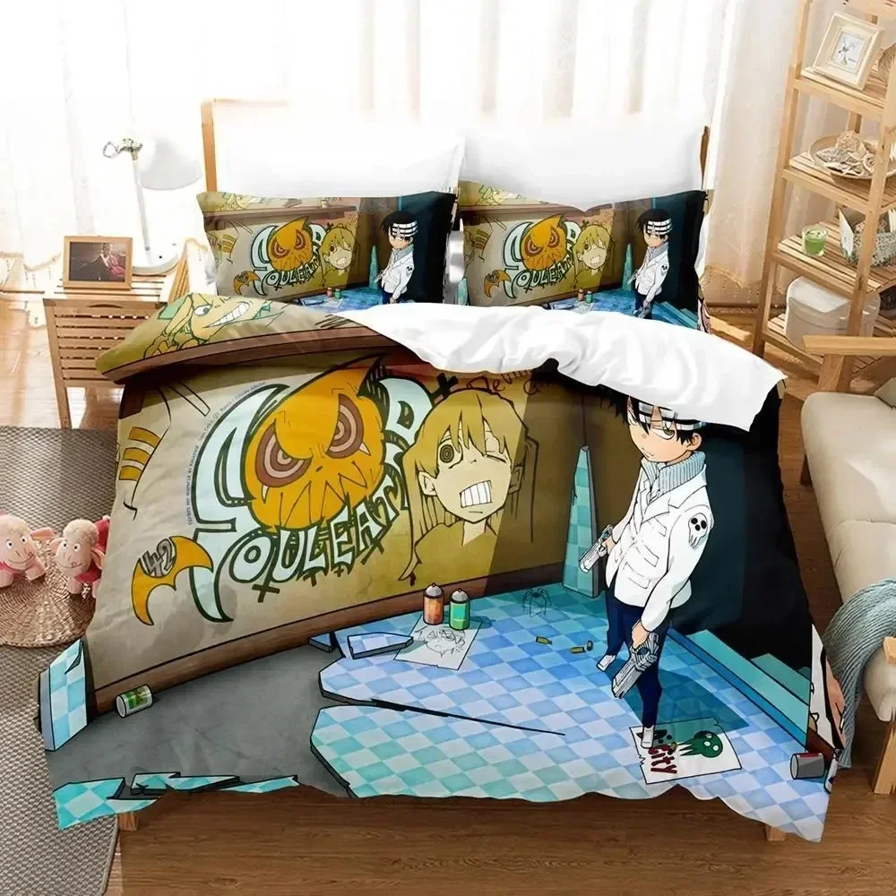 

New 3D Cartoons Soul Eater Bedding Set Duvet Cover Sheet Printed Bed Set Pillowcase Bed Full Queen King Size Comforter Bedroom
