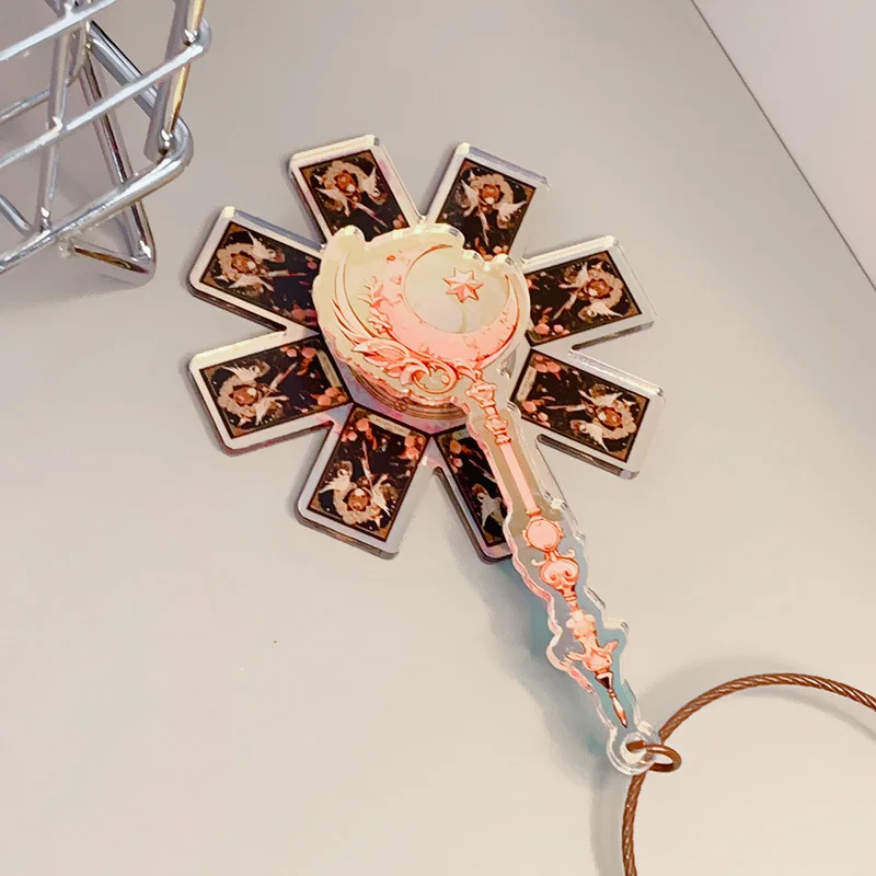 Sakura Acryl Laser Anhänger Cosplay Anime Klar Card Captor Rotierenden Zauberstab Schlüsselbund Halloween Party DIY Decor Fans Geschenke – Detail 7