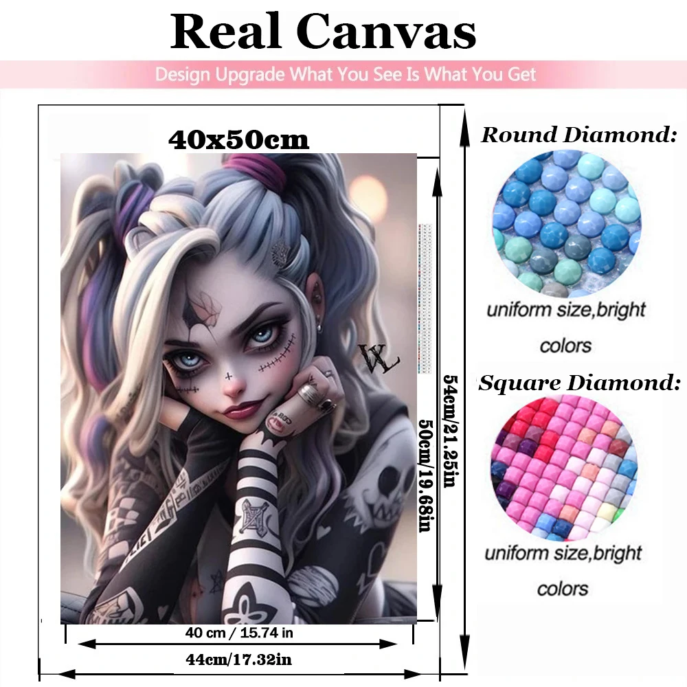 5D Diy Diamond Painting New Collection 2024 Steampunk Gothic Girl Full Square Round Rhinestone Embroidery Cartoon Mosaic Picture
