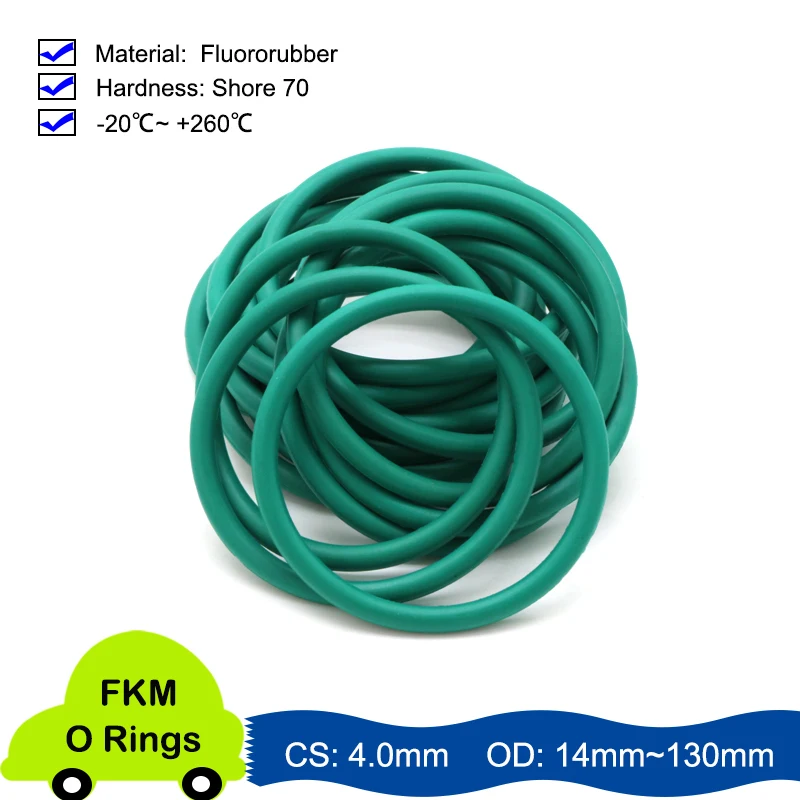 

O Ring Thickness CS 4.0mm OD14~130mm Fluororubber FKM Sealing Temperature Resistant Gasket Rubber Ring Complete in Specification