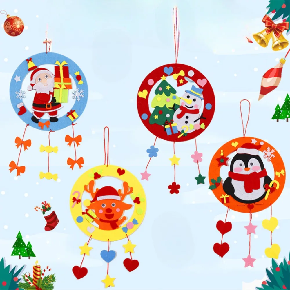 DIY Toys For Kids New DIY Wreath Christmas Garland Decoration Art Crafts Cloth Eva Felts Decor Handmade Christmas Decoration