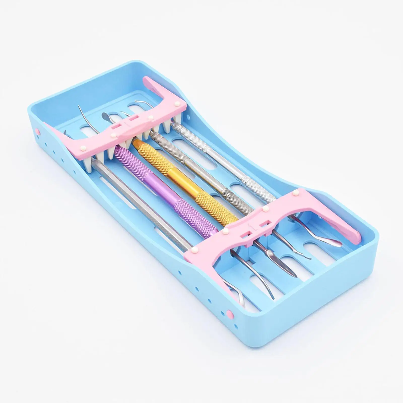 

Instrument Cleaning Box Professional clip Structure Foldable Design Rack cleaner tray for 5 Instruments