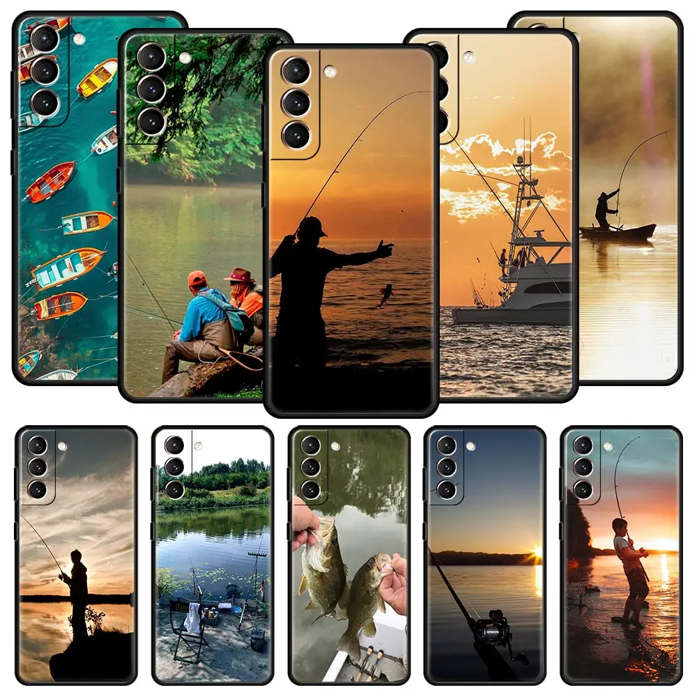 Capa de telefone de pesca para samsung galaxy s24 s23 s22 s20 ultra s21 fe 5g s10 s9 plus s10e s8 capa de silicone macio