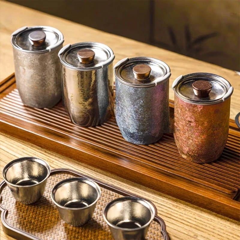 tea set, a complete set of double-layer heat-insulated and anti-scalding teacup sets, outdoor camping portable sets