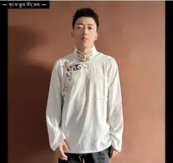 Men's Embroidered Shirt With Tibetan Clothing and Ethnic Style Top