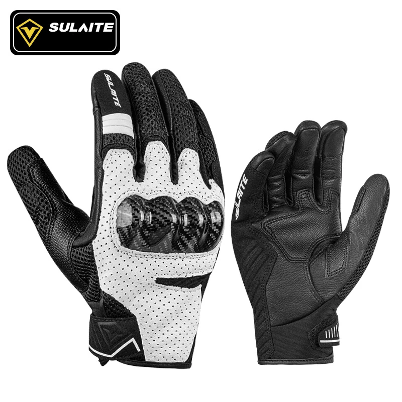 

Hot Sales Touch Screen Motorcycle Gloves Black Racing Genuine Leather Motorbike Road Riding Team Collision Protection Casco Moto