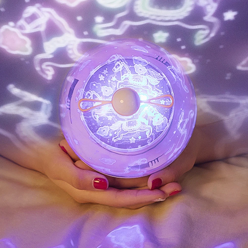 

1pc Rotating Night Light Led Projector 6 Films Compact Rechargeable Colorful Twilight Lamp For Romantic Gift Decor