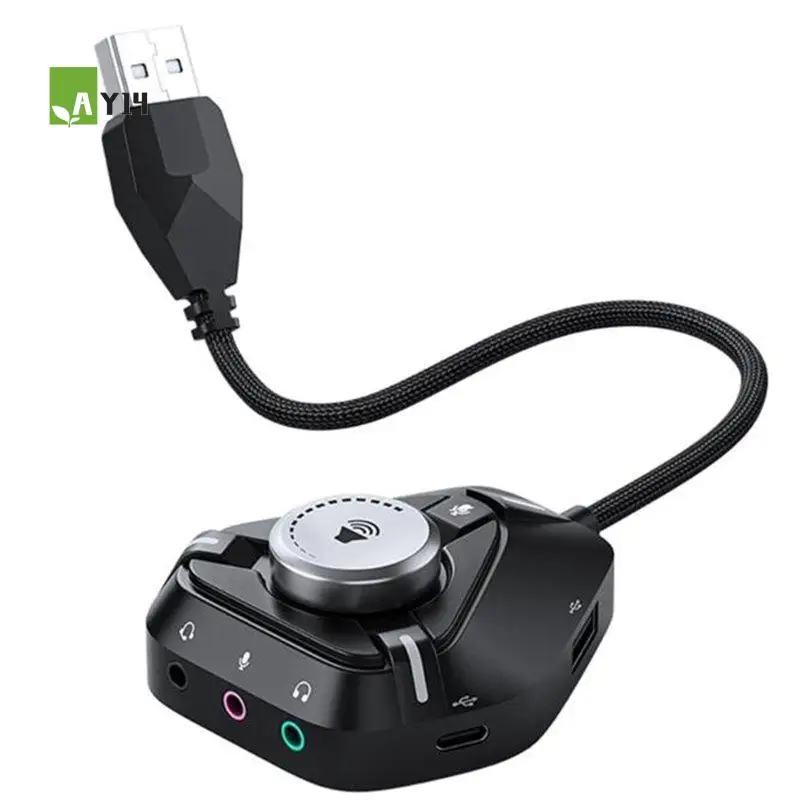 AY14 -95AF USB Sound Card External Sound Card With 3X3.5Mm 2Xusb 1Xtype C Port Sound Adapter For Desktop PC Laptop Headphone