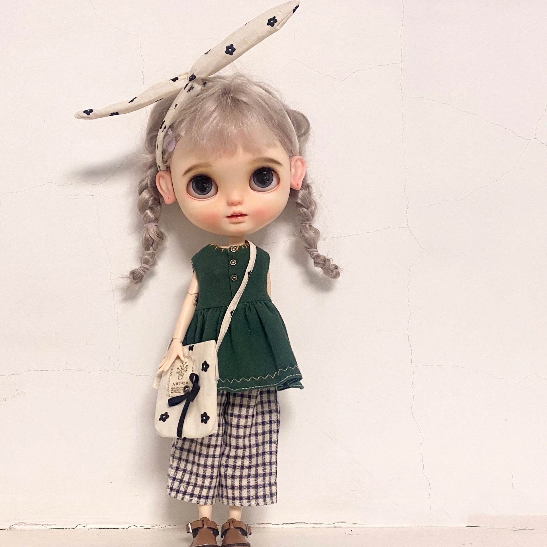 Blythe Baju Vintage Rompi Gaun Kotak-kotak Celana Rok 1/6 30Cm BJD Anime Gadis (Cocok untuk Pullip,Ob24, Licca)