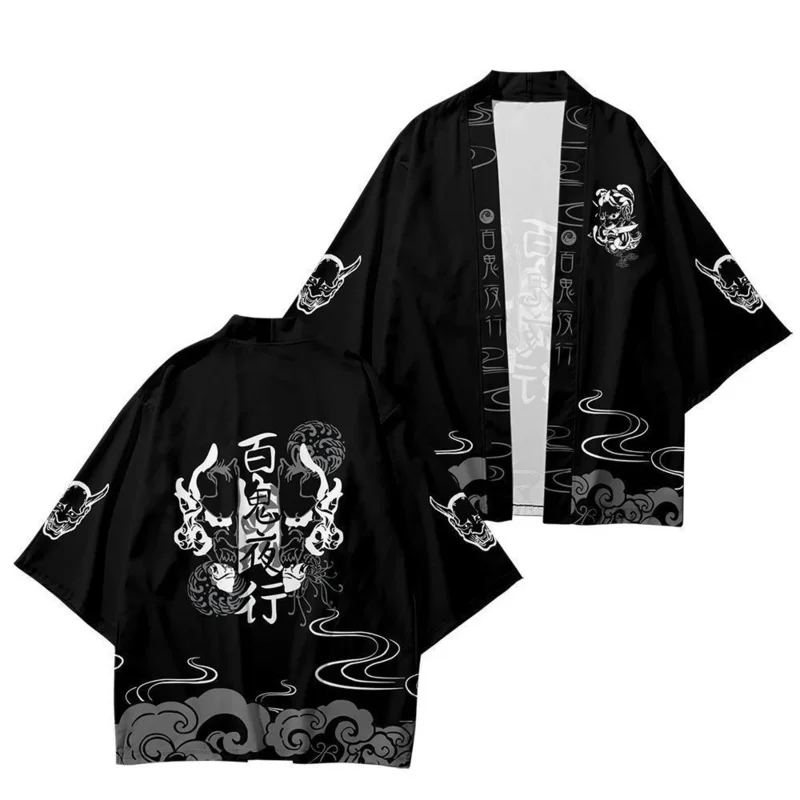 Camicia cardigan kimono giapponese donna Haori Yukata Cosplay uomo Kimono cartone animato gatto stampa cappotto abbigliamento tradizionale giapponese