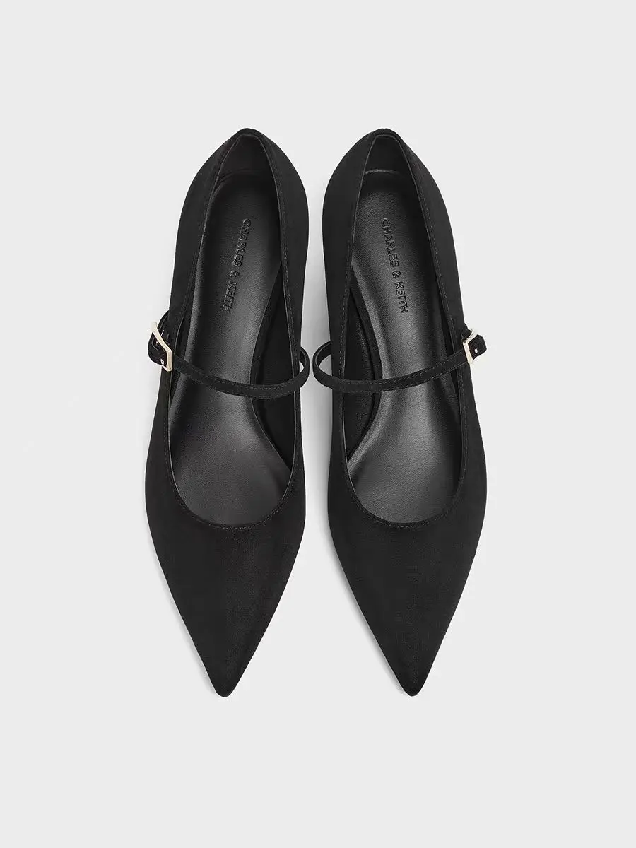 FWRD Women's Satin Pointed-Toe Mary Jane Kitten Heel Pumps with Buckle Strap, Elegant Office Party Shoes #FWRD000219