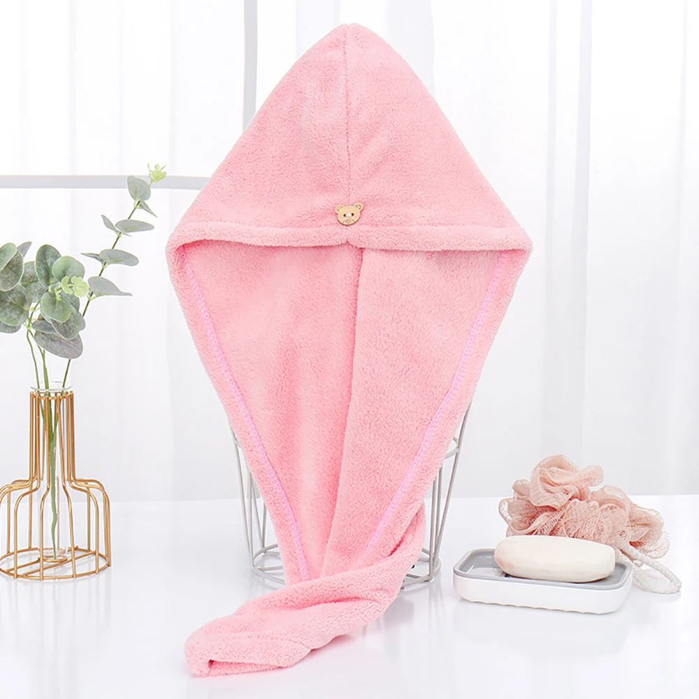 1PC Hair Drying Hat Quick-dry Microfiber Hair Towel Cap Hat Women Bath Hat Solid Towel Cap Super Absorption Turban Hair Dry Cap