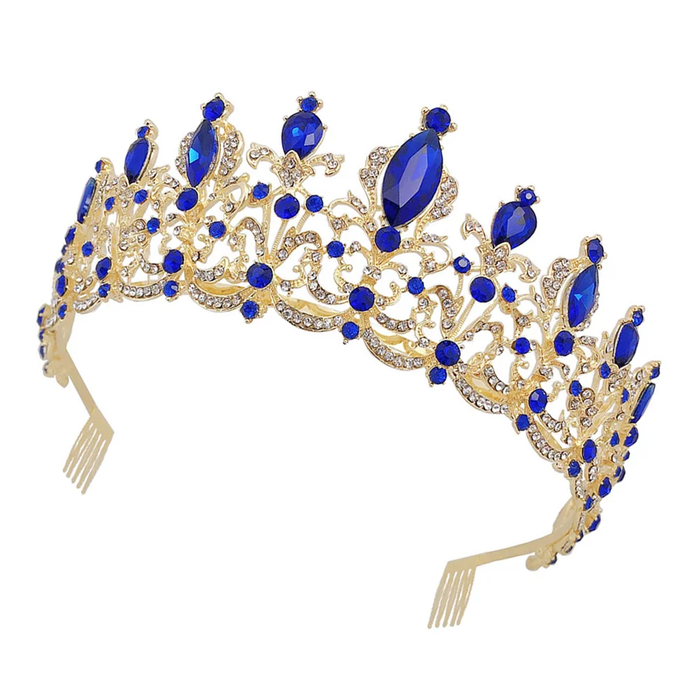 1Pcs Bride Crown Elegant Wedding Tiara Comfortable Hair Headdress Charming Bridal Banquet Rhinestone Decor Bride Crown