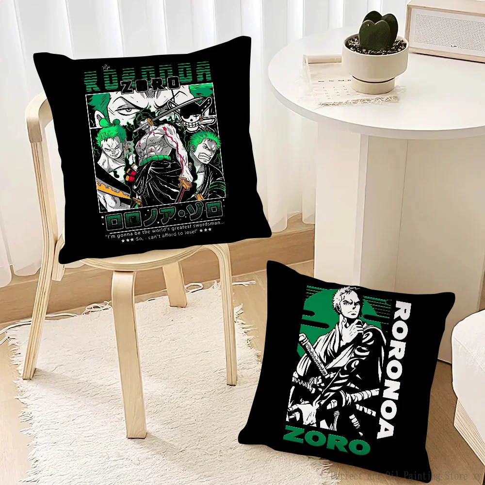 Anime O-One P-Piece Roronoa Zoro Pillow Case Fashion Square Pillowcase Bedroom Sofa Room Ins Decoration Leisure Cushion Cover