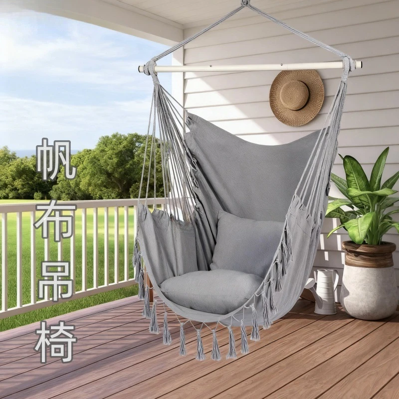 Canvas hanging chair, rocking chair, outdoor patio or balcony swing for home use