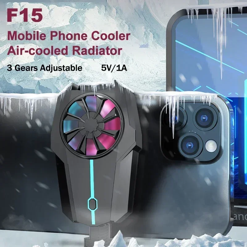 

F15 Mobile Phone Cooling Fan Radiator Air-cooled Back Clip Game Cooler for IOS Android PUBG Gaming Accessories Cool Heat Sink