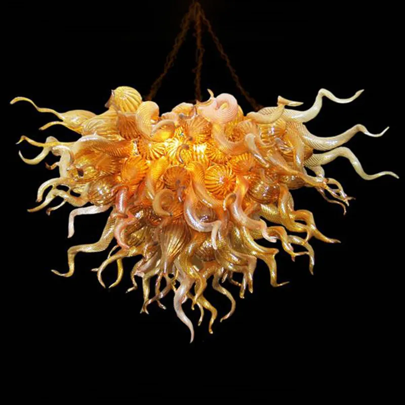 Amber Glass Chandelier Lighting Antique Hand Blown Glass Led Pendant Lamps