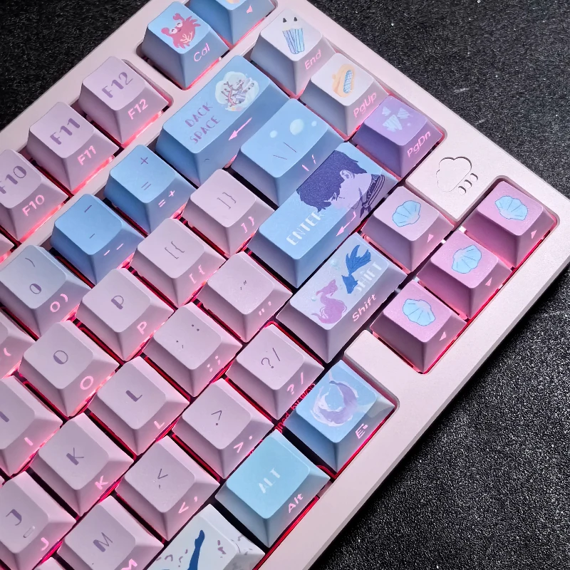 Love and Deepspace Keycaps Custom Rafayel Cherry Profile Key Cap Cute Amina Point Side Carving Transparent Key Caps for Gaming