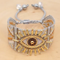 Rice Ball Bracelet  Hand woven  fashion  Devil's Eye  Simplicity  Hyperbole  Bohemia  Adjustable  Unisex  Beaded Bracelet