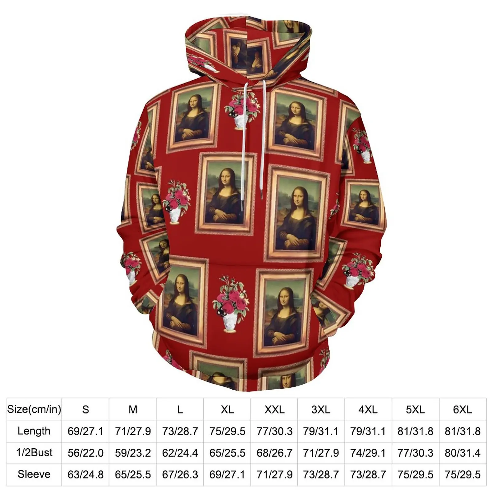 Mona Lisa Frame Hoodies Famous Painting Street Fashion Casual Hoodie Long Sleeve Trendy Design Hooded Sweatshirts Birthday Gift