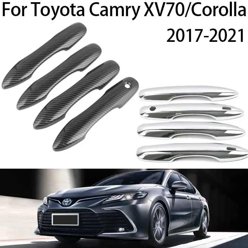 

Для Toyota Camry XV70/Corolla 2017–2021 гг. Накладки/Покрытия для ручек дверей, защита для стержня замка, стиль черный/серебро/углеродное волокно.