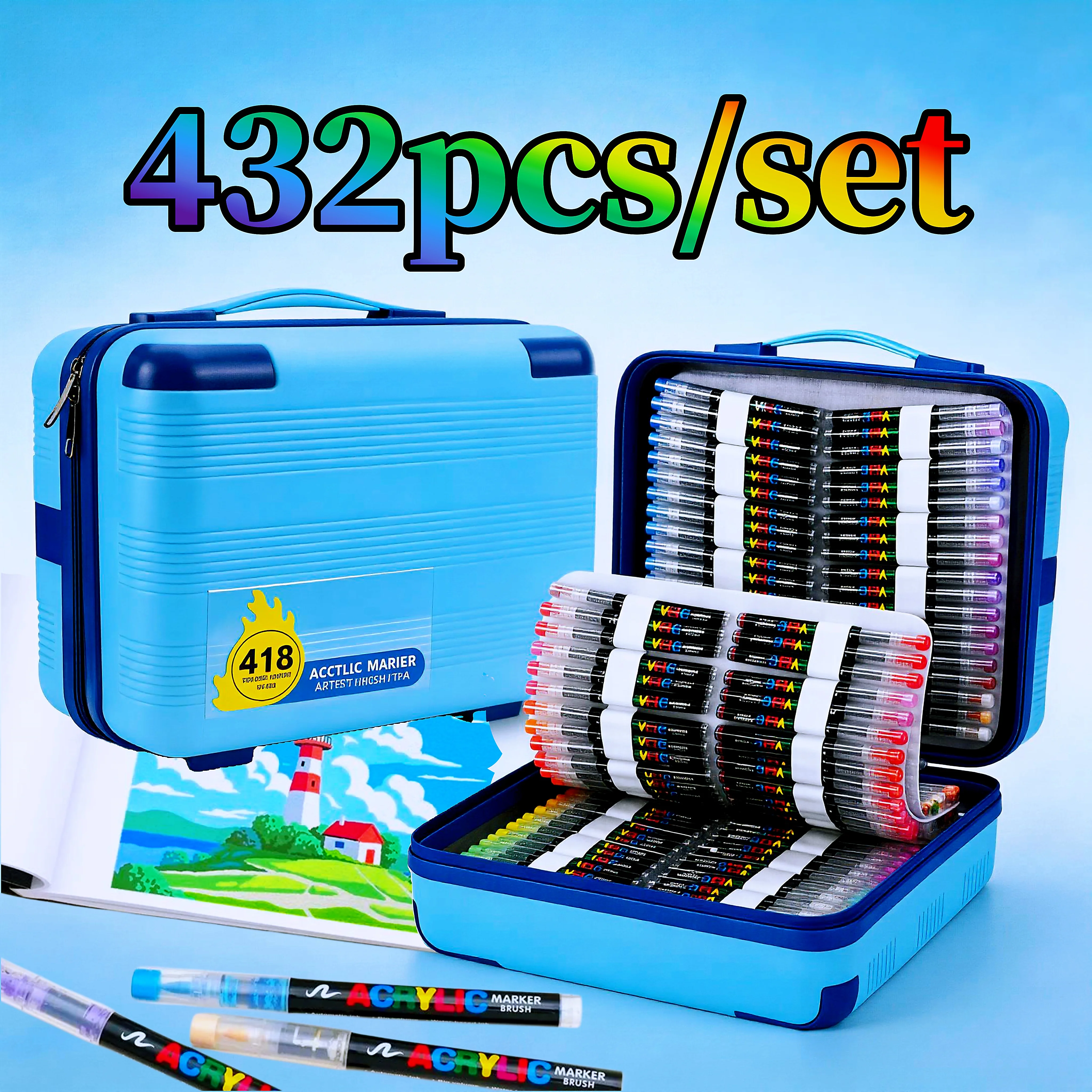 432PCS Acrylic Markers Set Professional Painting Artistic Creation DIY Design Coloring Waterproof Quick-Drying Art Supplies
