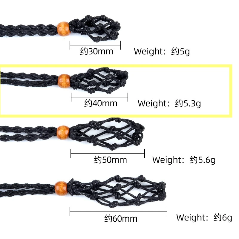 Ciondolo per collana intrecciata con tasca in rete di pietra naturale Tasca in rete retrattile regolabile Supporto in rete intrecciata a mano 10 colori misti