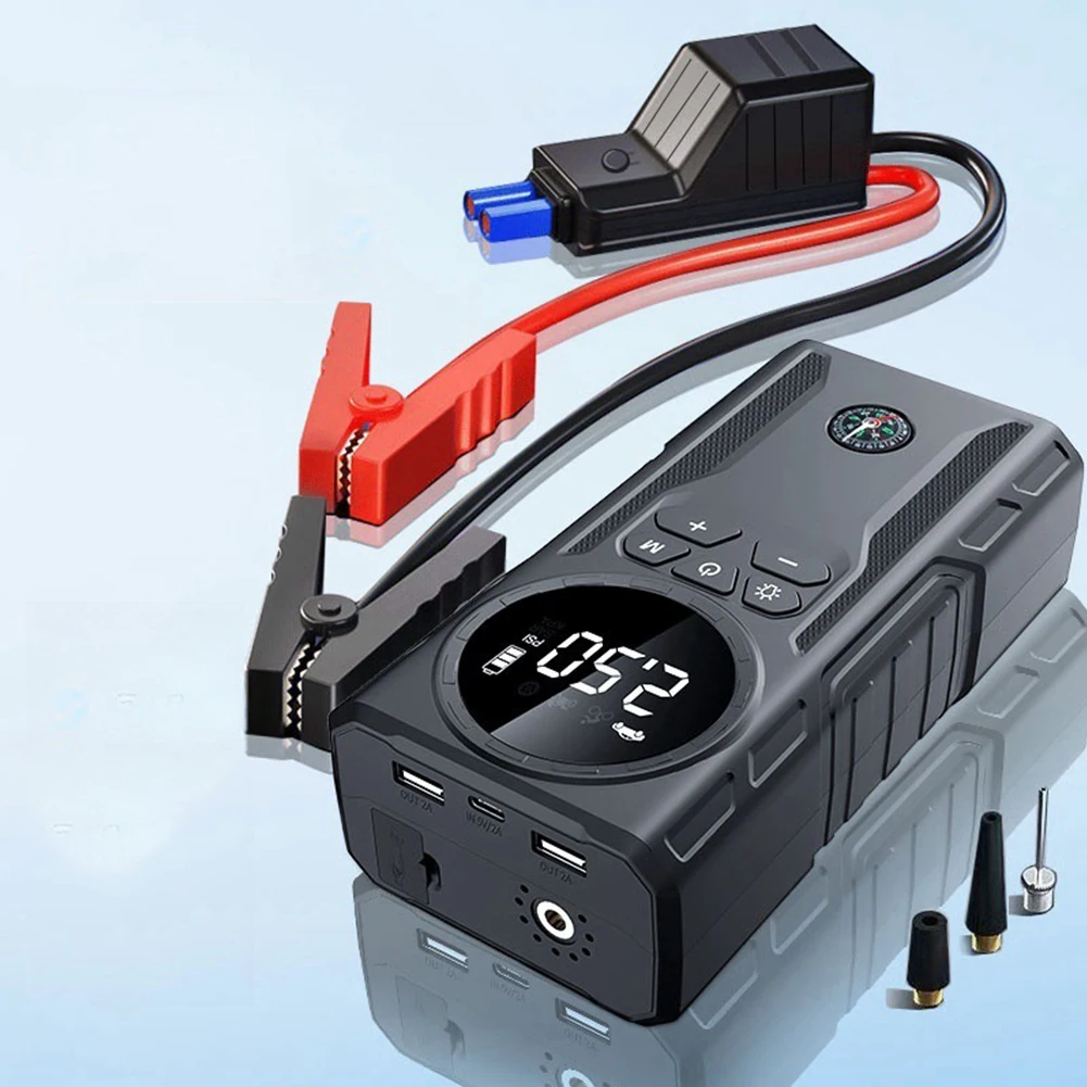 

39800mAh Portable Car Inflator Pump with Light Jump Starter Bicycle Air Compressor Power Display Car Tire Inflator for Car Tires