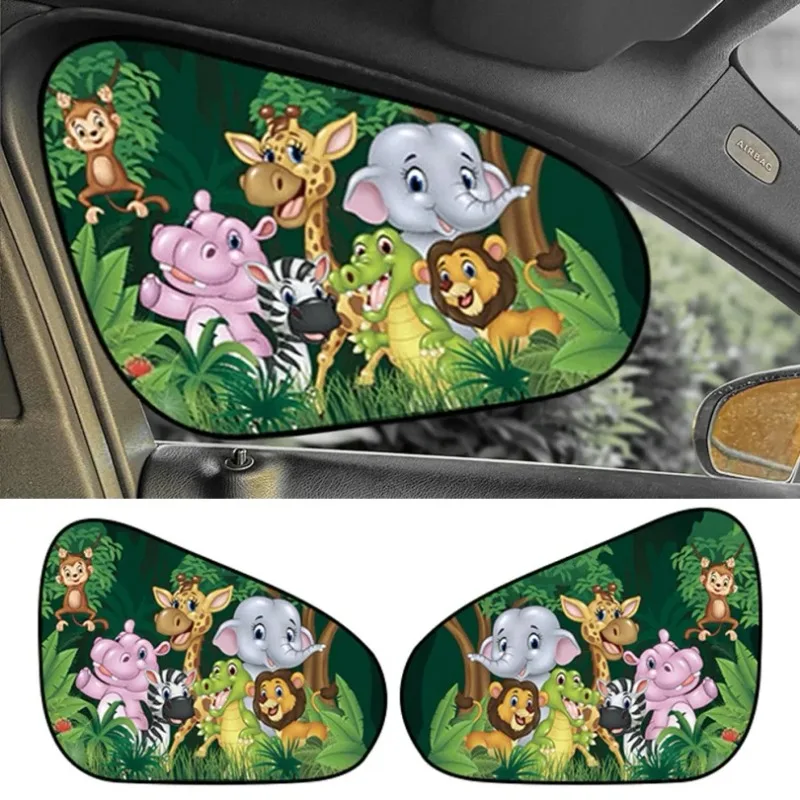 2Pcs Car Sun Shade Side Window Cover Windscreen Roof Window Folding Visor Cartoon UV Protection Sun Visor Protector Cover