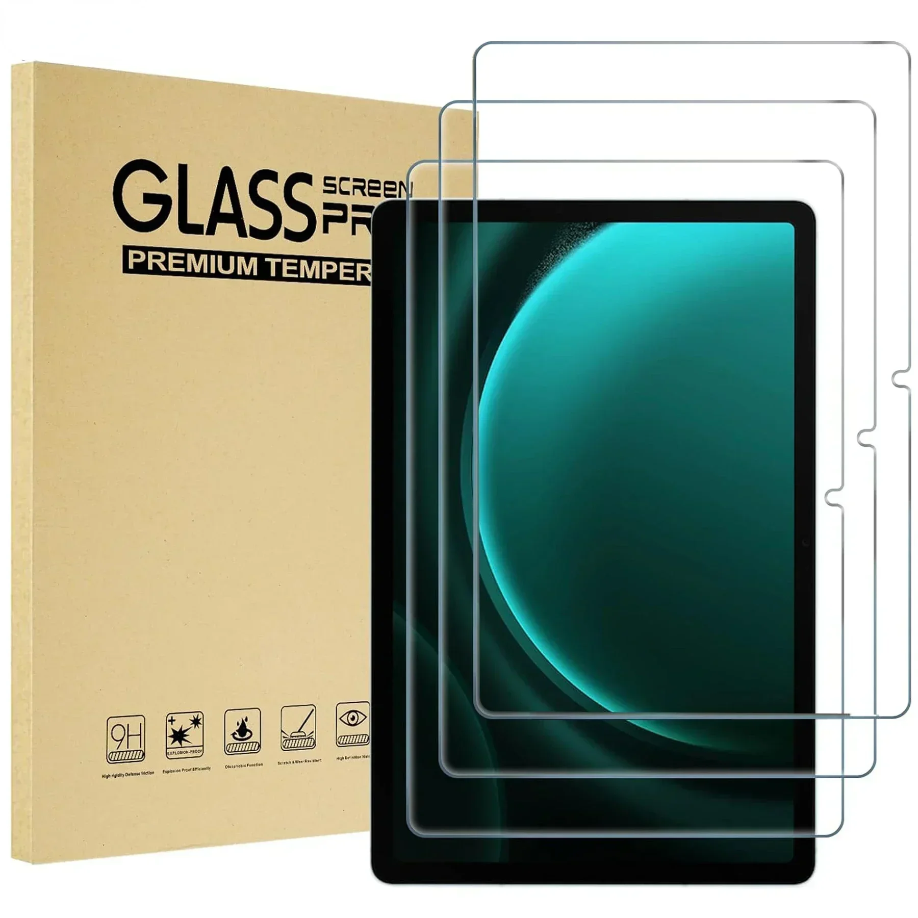 Protector de pantalla para tableta, película protectora de vidrio templado para Samsung Galaxy Tab S9 FE A9 Plus A9 +, SM-X110 X210 X510 X610, 3 unidades