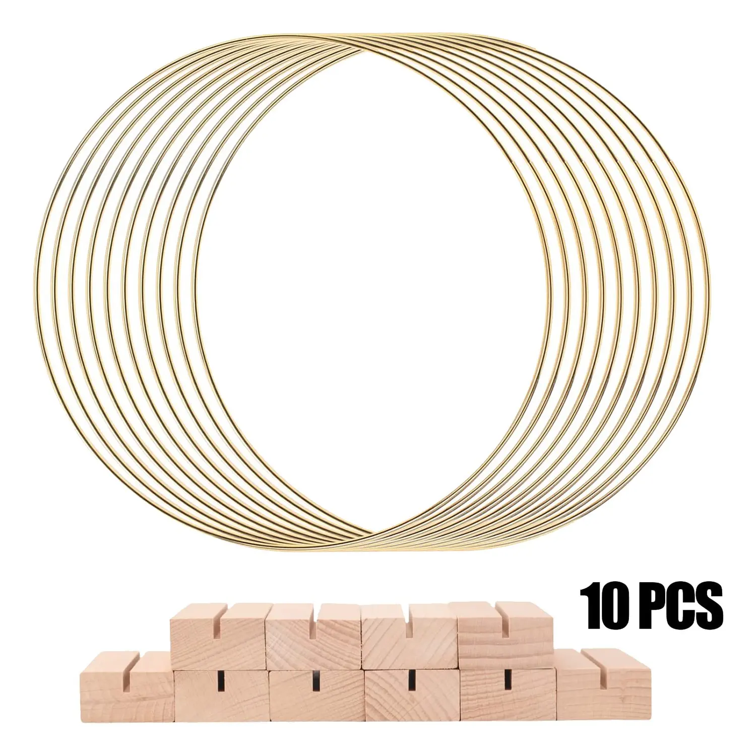 

10 шт. металлический венок, центральная часть стола, металлическое кольцо в виде венка, большой размер 2 дюйма с деревянным кронштейном из 10 предметов