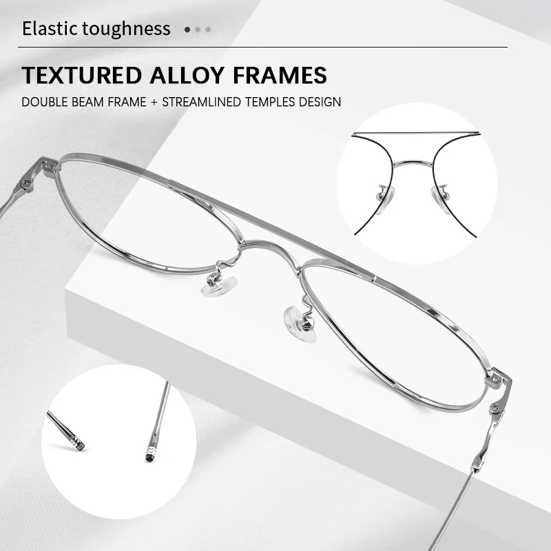 2025 New Fashion Luxury Eyeglasses Vintage Double Beam Aviator Reading Glasses Comfortable Prescription Eyewear Frame Men Women