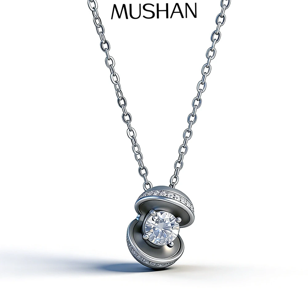 

MuShan Brand Jewelry 925 Sterling Silver Princess Necklace 1CT Moissanite GRA Certified for Wife 18K Real Gold Plated MST Patent
