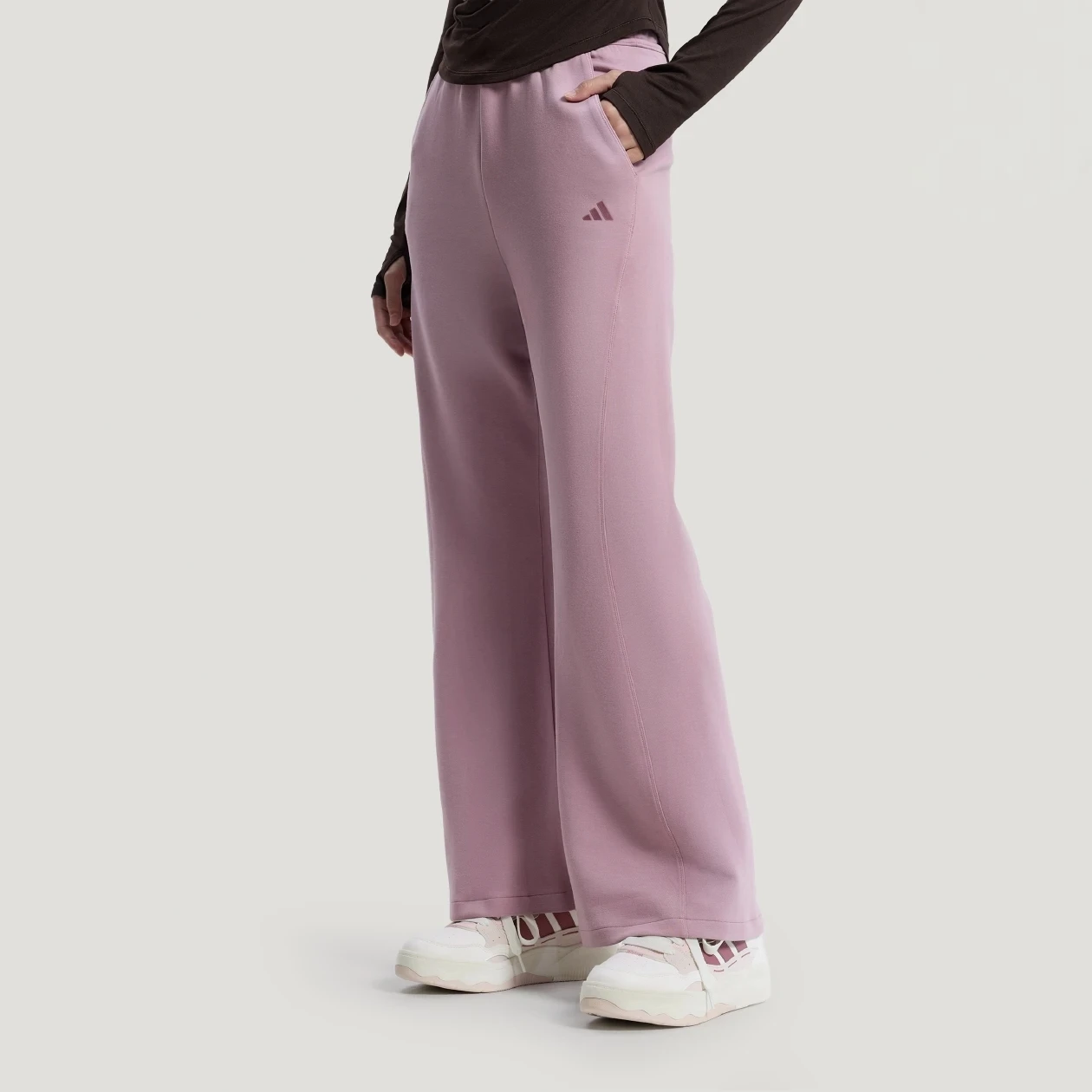 Adidas FLARED LEG Women's Casual Fitness Training Soft and Comfy High-Waist Lace-Up Track Pants KH2706
