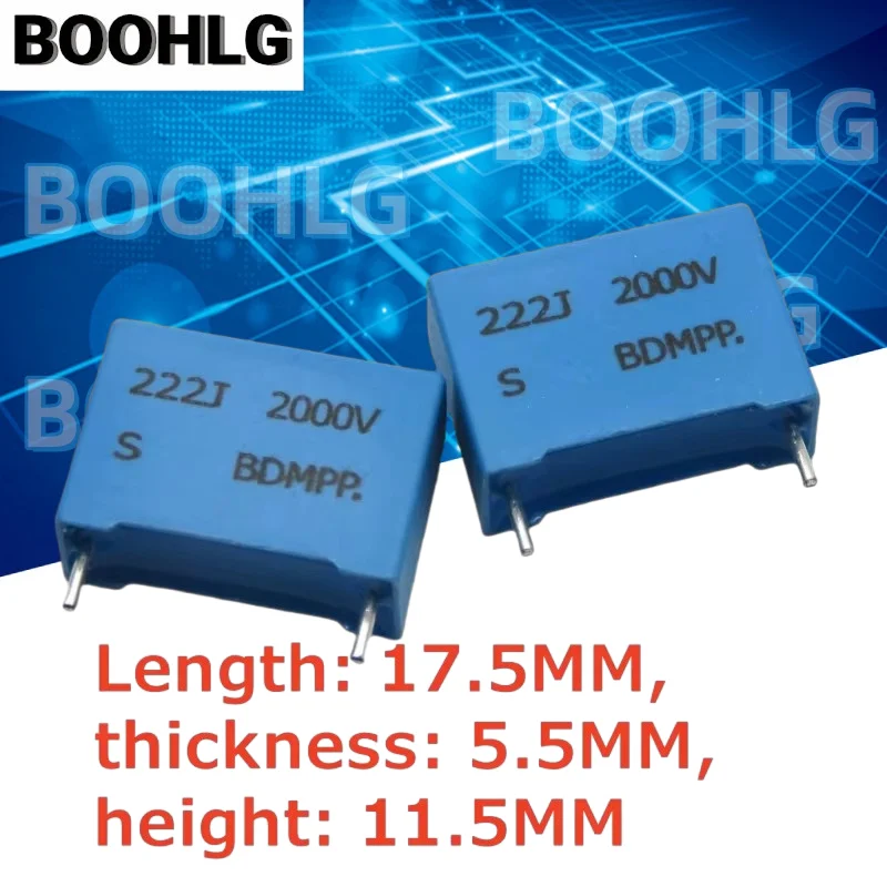 10 peças capacitor de filme de pulso de alta tensão 2000v 222j pino de cobre 2200pf 2.2nf mkp81