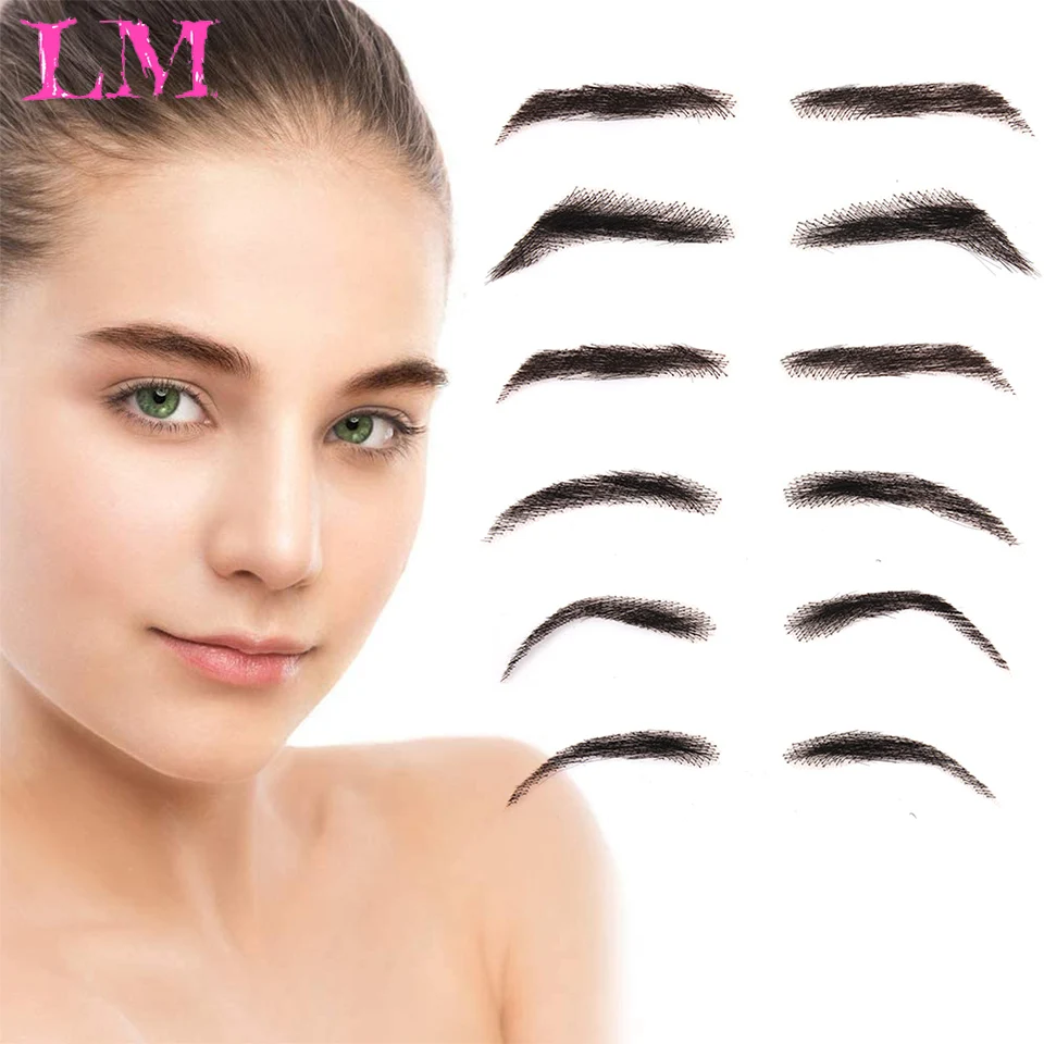 LiangMo Fake Eyebow Women Or Man Hair Brazilian Hair invisible Handmade Fake Eyebrows Hand Tied False Eyebrows