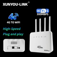 XUNYOU-LINK 4G LTE WiFi Router WiFi 6 300Mbps SIM módem inalámbrico WiFi módem compatible con 32 dispositivos enrutador WIFI para Asia África Europa