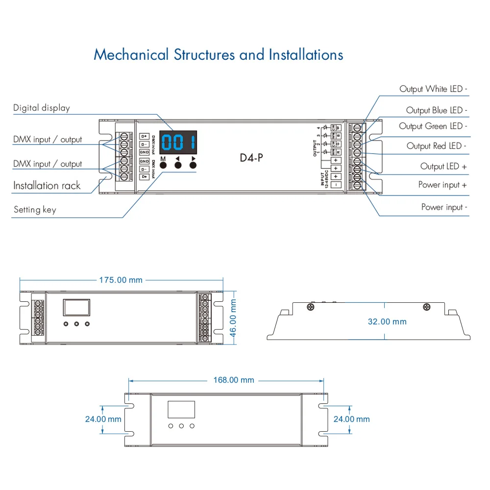 Imagem -06 - Led Strip Controller com Controle Remoto Canais Dmx512 e Decodificador Rdm Tensão Constante 12v 24v 48v Rgbw Rgbww Dmx512 4zone Dmx