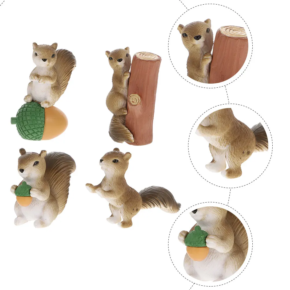 

8pcs PVC Squirrel Figurines Miniature Garden Animals Micro World Decor Bright Color Durable Small Succulent for Miniature