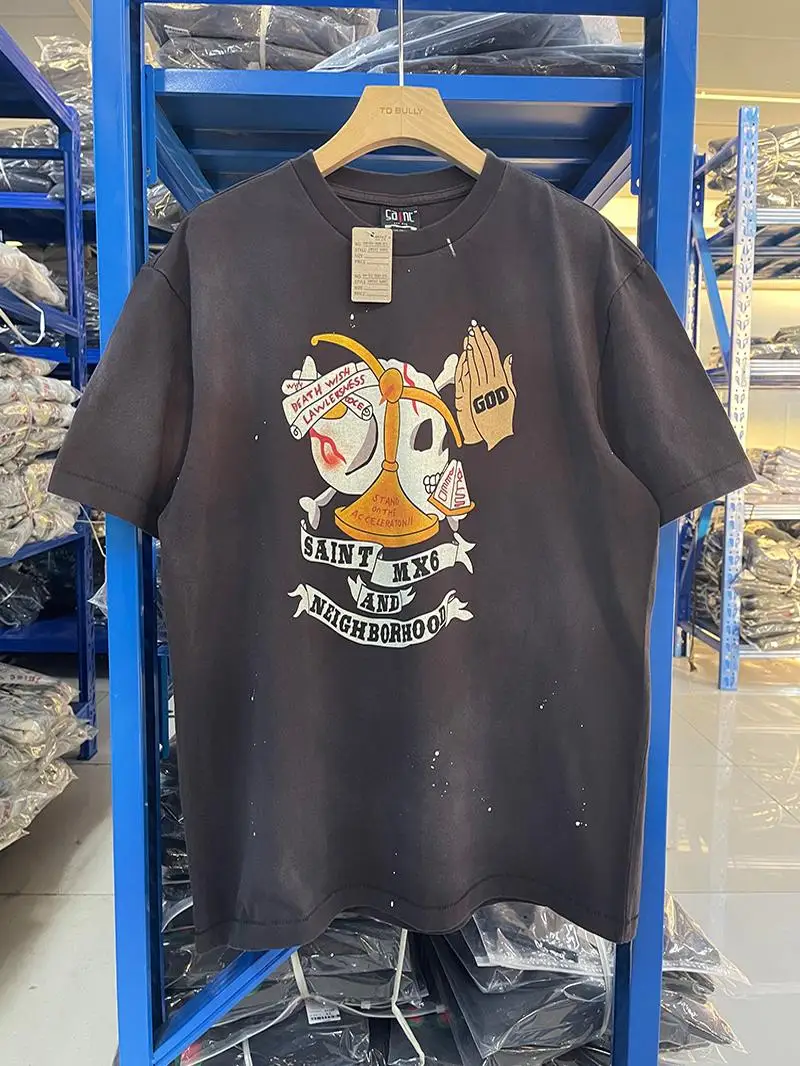 

Футболка 25SS «nbhd» коллаборация American Vintage, оверсайз, свободного кроя, весенняя, молодежная, трендовая