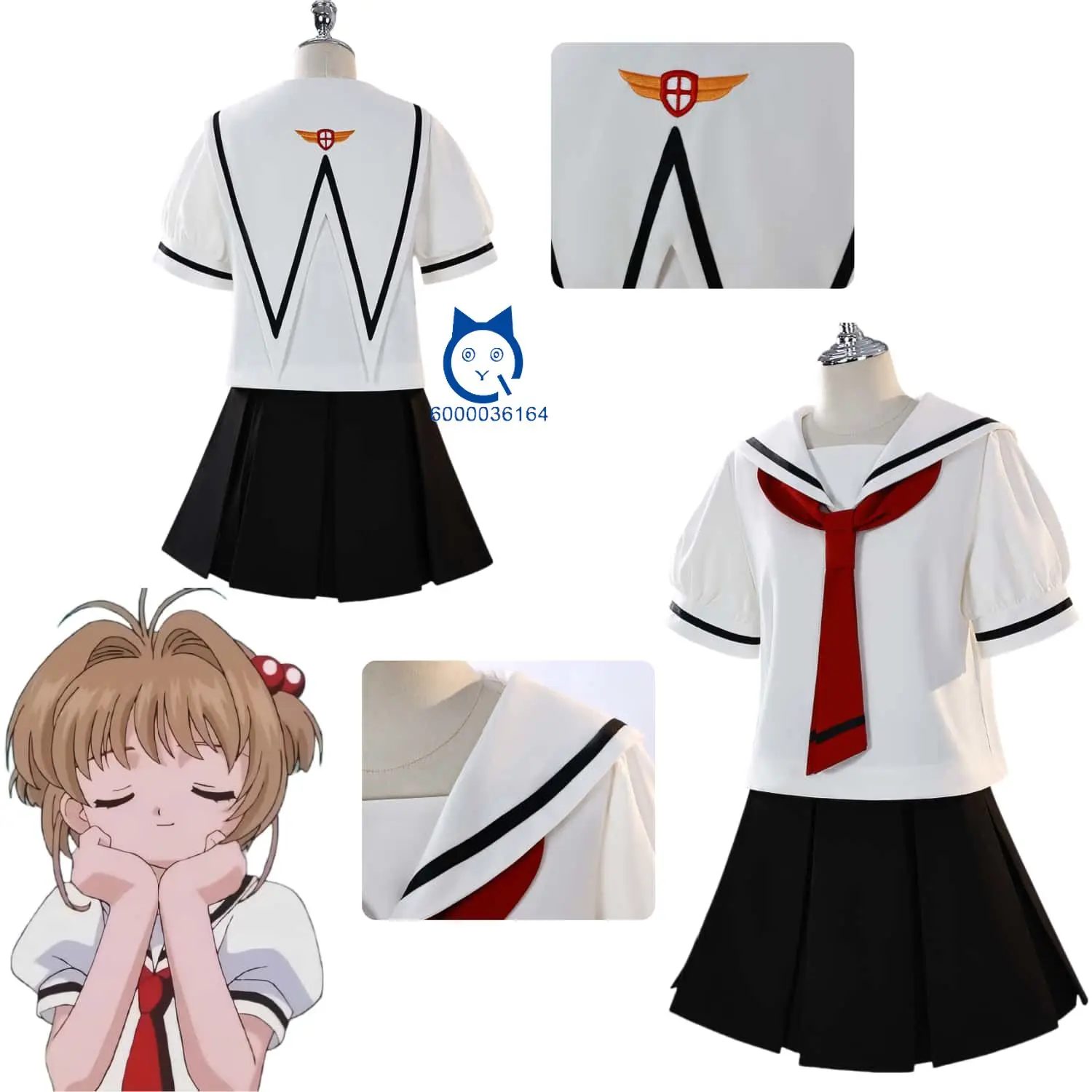 

Anime Sakura Kinomoto Cosplay Role Playing New Costume Cute School Summer Uniform White JK Suits for Women Adult Comic Con Party