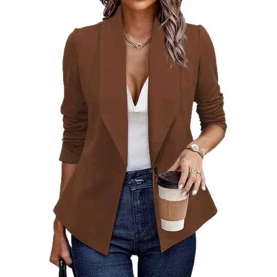 Hooded Casual Suit Regular Length with Notched Lapel Regular Sleeve Elegant Commuter Patchwork Summer Fitted Commuter Women Suit